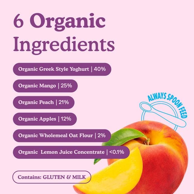 Little Freddie 100g Stage 1 +6 Months Organic Mango & Peach Yoghurt Smooth Pouch - gallery image 3