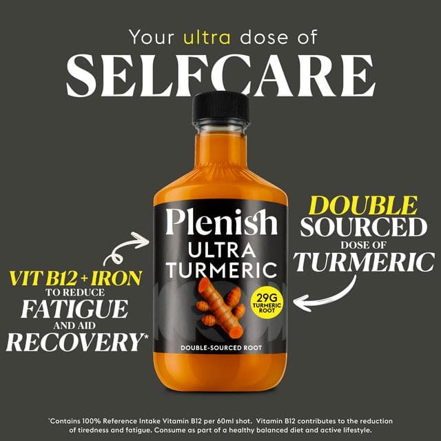 Plenish 7 x Shots Ultra Turmeric Vitamin B12 + Iron Shots Dosing Bottle 420ml - gallery image 2