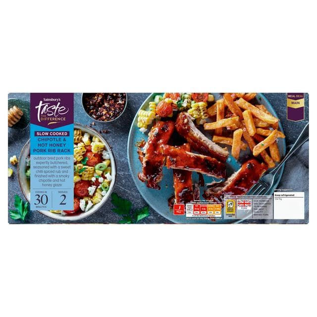 Sainsbury's 630g Chipotle & Hot Honey Slow Cooked Pork Rib Rack, Taste the Difference - gallery image 1