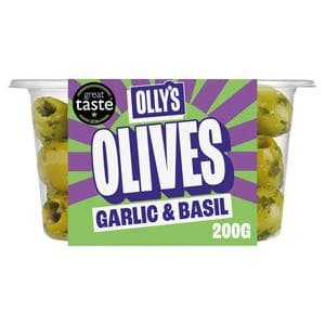 Olly's 200g Garlic & Basil Halkidiki Olives