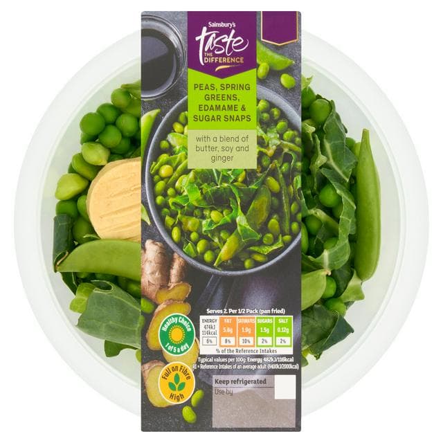 Sainsbury's 225g Peas, Spring Greens, Edamame & Sugar Snaps, Taste the Difference - gallery image 1