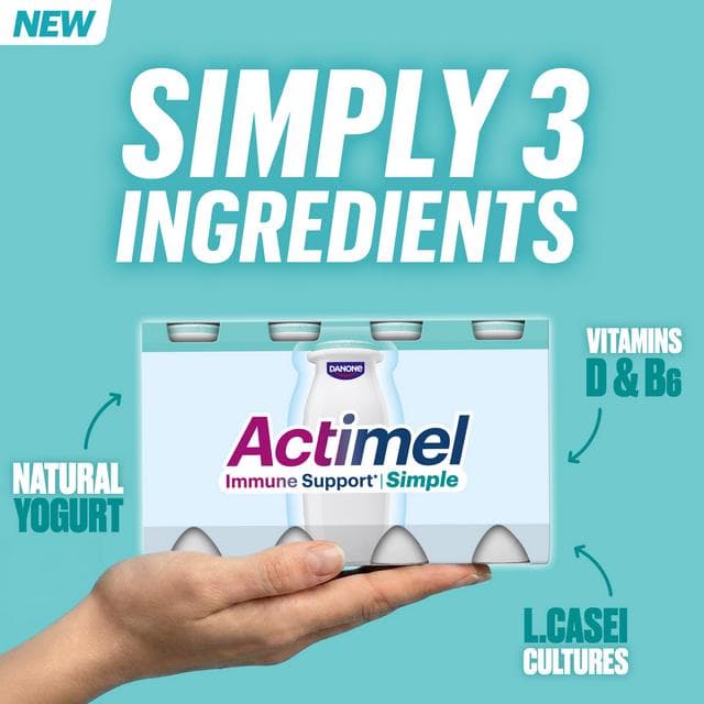 Actimel 8 x 100g Simple Immune Support Natural Yoghurt Drink - gallery image 2