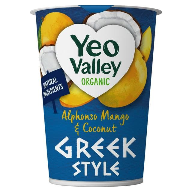 Yeo Valley Organic 450g Alphonso Mango & Coconut Greek Style Yogurt - gallery image 1