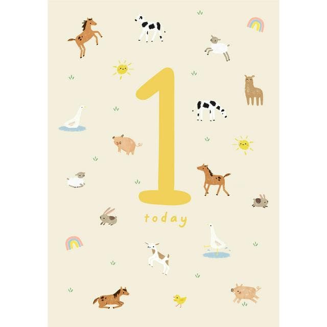 Sainsbury's Open Age 1 Happy Birthday Small Cute Icons & Memories to Note for Keepsake Design Greeting Card - gallery image 1