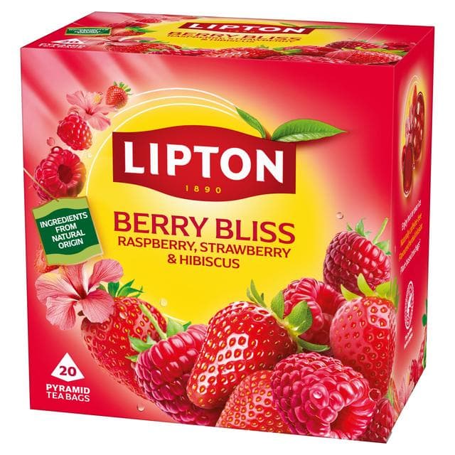 Lipton Berry Bliss 20 x 2.1g Raspberry, Strawberry & Hibiscus Pyramid Tea Bags - gallery image 2