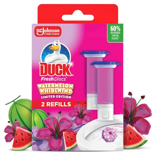 Duck Fresh Discs 2 x 36ml Watermelon Whirlwind Toilet Gel Refill - gallery image 1