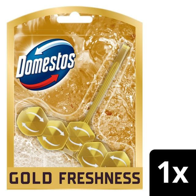 Domestos 1 x 50g Gold Freshness Limited Edition Toilet Freshener Rim Block Cleaner - gallery image 1