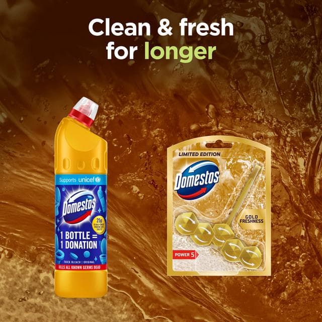 Domestos 1 x 50g Gold Freshness Limited Edition Toilet Freshener Rim Block Cleaner - gallery image 5