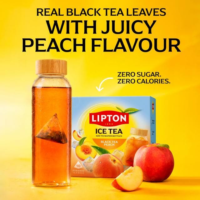 Lipton Black Tea 10 x 3.5g Peach Pyramid Ice Tea Bags - gallery image 3