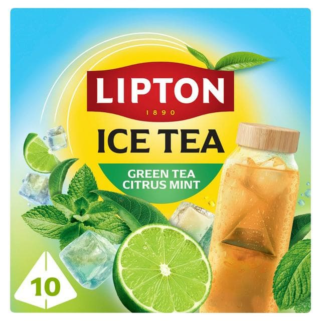 Lipton Green Tea 10 x 3.5g Citrus Mint Pyramid Ice Tea Bags - gallery image 1