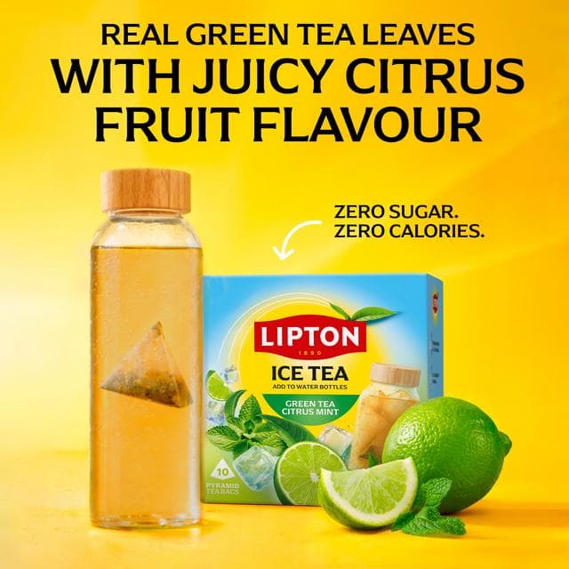 Lipton Green Tea 10 x 3.5g Citrus Mint Pyramid Ice Tea Bags - gallery image 3