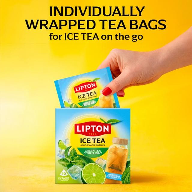 Lipton Green Tea 10 x 3.5g Citrus Mint Pyramid Ice Tea Bags - gallery image 5