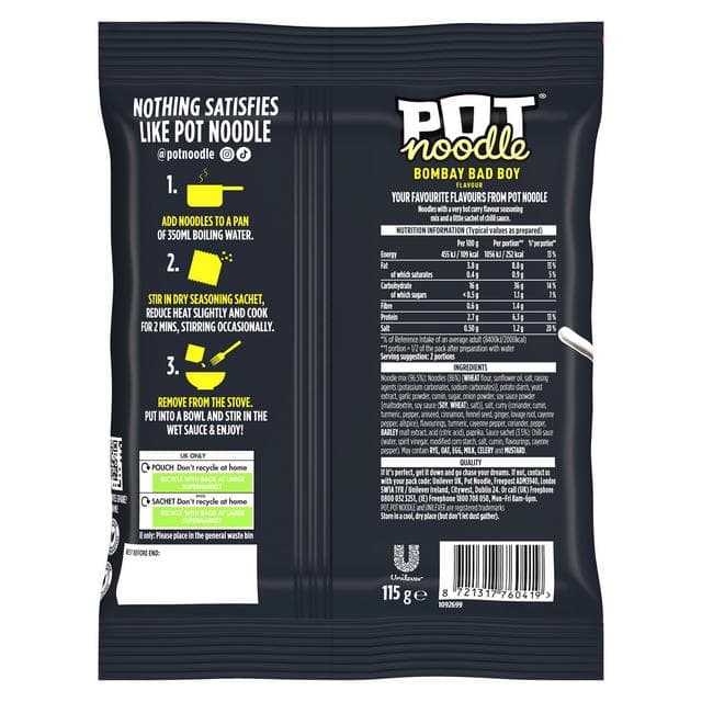Pot Noodle 115g Bombay Bad Boy Instant Block Noodles - gallery image 3