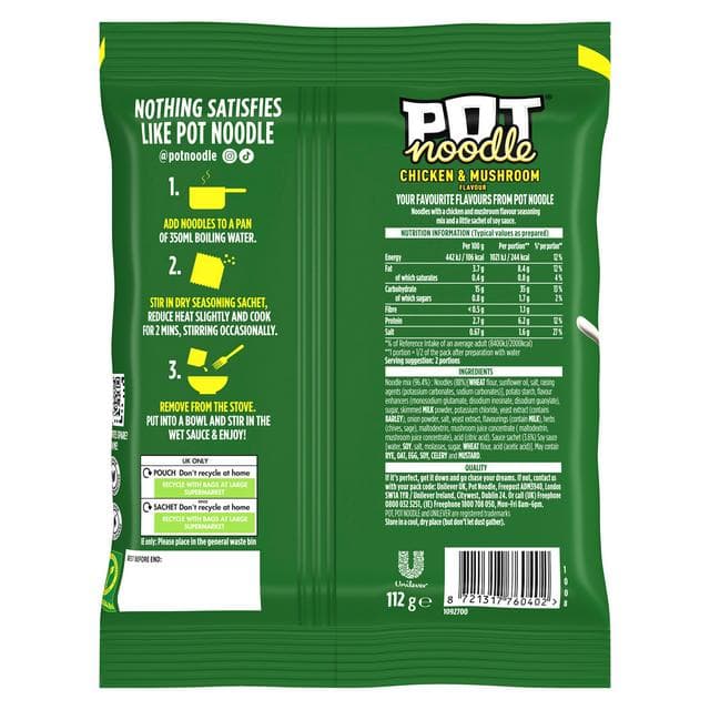 Pot Noodle 112g Chicken & Mushroom Instant Block Noodles - gallery image 6