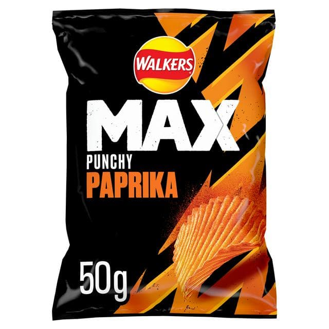 Walkers Max 50g Punchy Paprika Grab Bag Crisps - gallery image 1