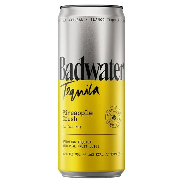Badwater Tequila 330ml Pineapple Crush Sparkling Tequila with Real Fruit Juice Can - gallery image 1