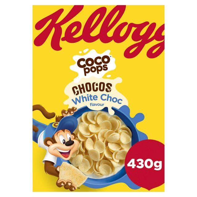 Kellogg’s Coco Pops 430g Chocos White Chocolate Breakfast Cereal - gallery image 1