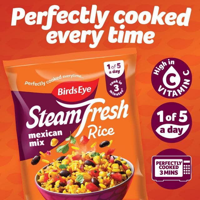 Birds Eye 2 x 380g Steamfresh Mexican Mix Microwave Rice Steam Bags - gallery image 2