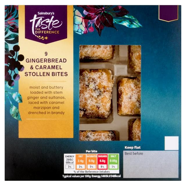 Sainsbury's 9 x Gingerbread & Caramel Stollen Bites, Taste the Difference 175g - gallery image 1