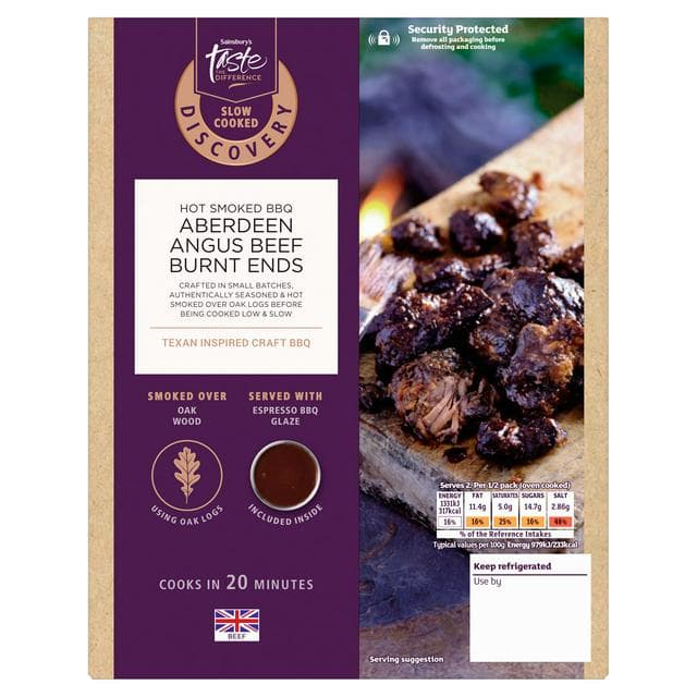 Sainsbury's Discovery 320g Slow Cooked Hot Smoked BBQ Aberdeen Angus Beef Burnt Ends, Taste the Difference - gallery image 1
