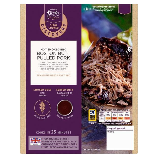 Sainsbury's Discovery 410g Slow Cooked Hot Smoked BBQ Boston Butt Pulled Pork, Taste the Difference - gallery image 1