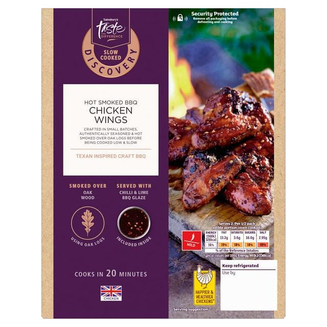 Sainsbury's Discovery 380g Hot Smoked BBQ Chicken Wings, Taste the Difference - gallery image 1