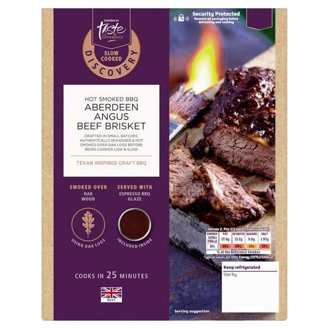Sainsbury's Discovery 320g Slow Cooked Hot Smoked BBQ Aberdeen Angus Beef Brisket, Taste the Difference - gallery image 1