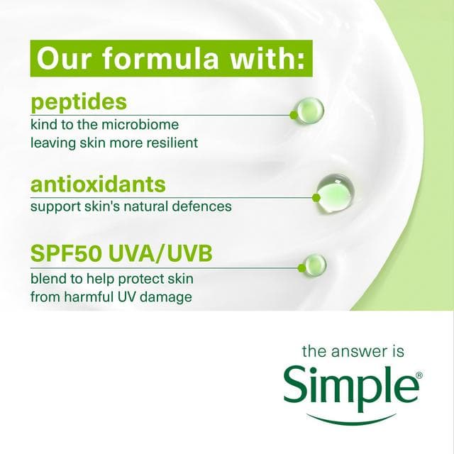 Simple Kind to Skin 40ml SPF 50 Peptide Moisturiser - gallery image 3