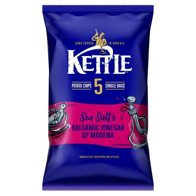 Kettle 5 x 25g Sea Salt & Balsamic Vinegar of Modena Potato Chips - gallery image 1