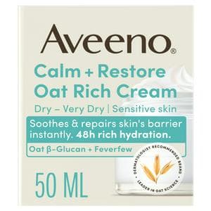Aveeno Calm + Restore Oat Rich Cream for Dry to Very Dry Sensitive Skin 50ml