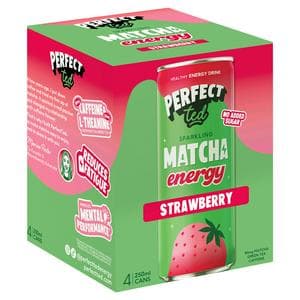 Perfect Ted 4 x 250ml Sparkling Matcha Strawberry Energy Drink