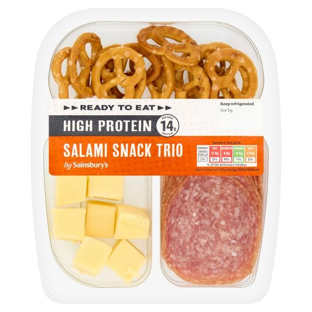 Sainsbury's 70g High Protein Ready to Eat Salami Snack Trio - gallery image 1