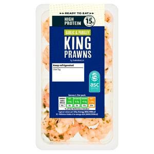 Sainsbury's 90g High Protein Ready to Eat Garlic & Parsley King Prawns