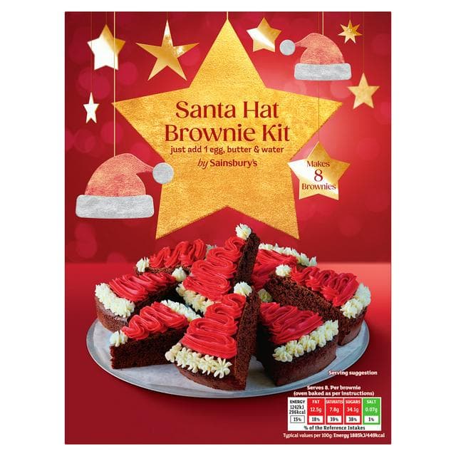Sainsbury's 394g Santa Hat Brownie Kit - gallery image 1