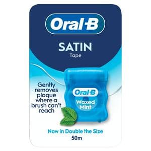 Oral-B Satin 50m Mint Flavour Waxed Tape Dental Floss