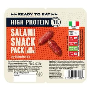 Sainsbury's 2 x 37.5g High Protein Ready to Eat Salami Snack Pack