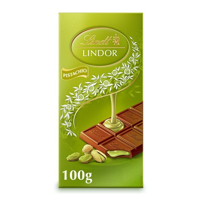 Lindt Lindor 100g Pistachio Milk Chocolate Bar - gallery image 1