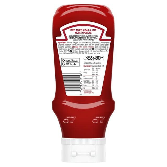 Heinz 800ml Zero Added Salt & Sugar Tomato Ketchup - gallery image 4