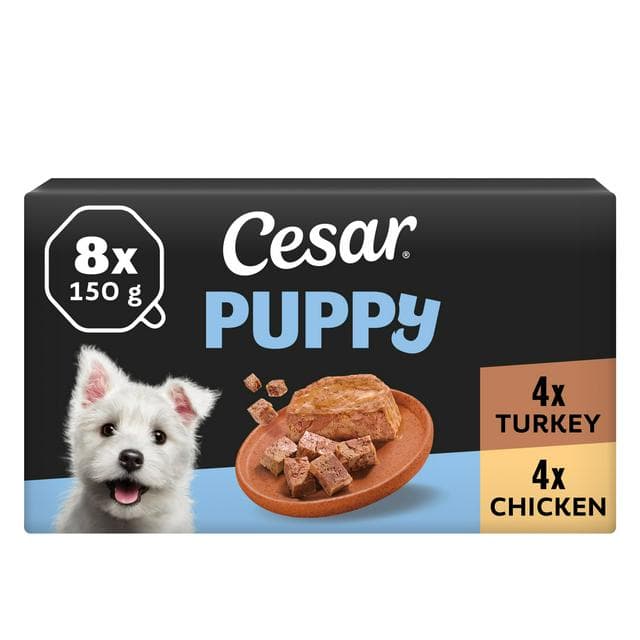 Cesar Classic Terrine 8 x 150g Poultry in Loaf Puppy Wet Dog Food Tray - gallery image 1