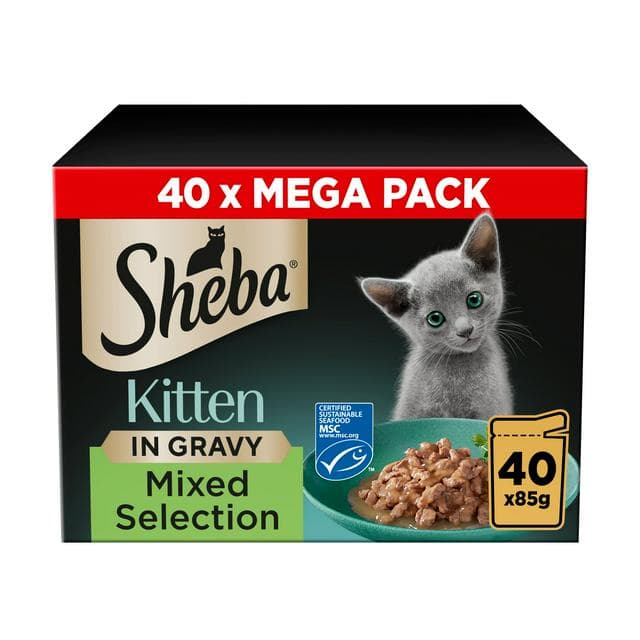 Sheba 40 x 85g Mixed Selection in Gravy Pouch Kitten Wet Cat Food - gallery image 1