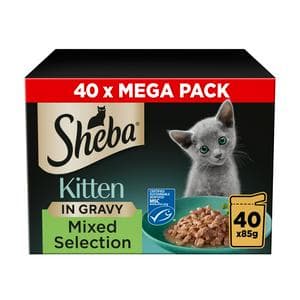 Sheba 40 x 85g Mixed Selection in Gravy Pouch Kitten Wet Cat Food