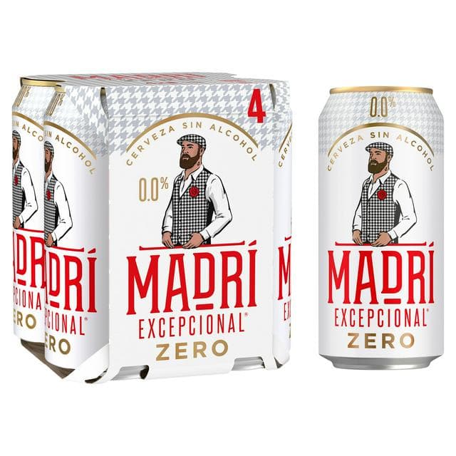 Madri Excepcional 4 x 440ml 0.0% Alcohol Free Lager Beer Can - gallery image 1