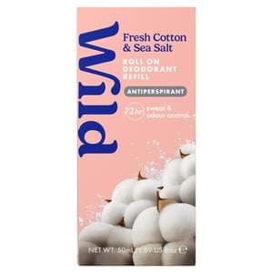Wild 50ml Fresh Cotton & Sea Salt Antiperspirant Roll on Deodorant Refill