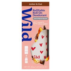 Wild 50ml Amber & Oud 72Hr Protection Refillable Antiperspirant Deodorant Starter Pack
