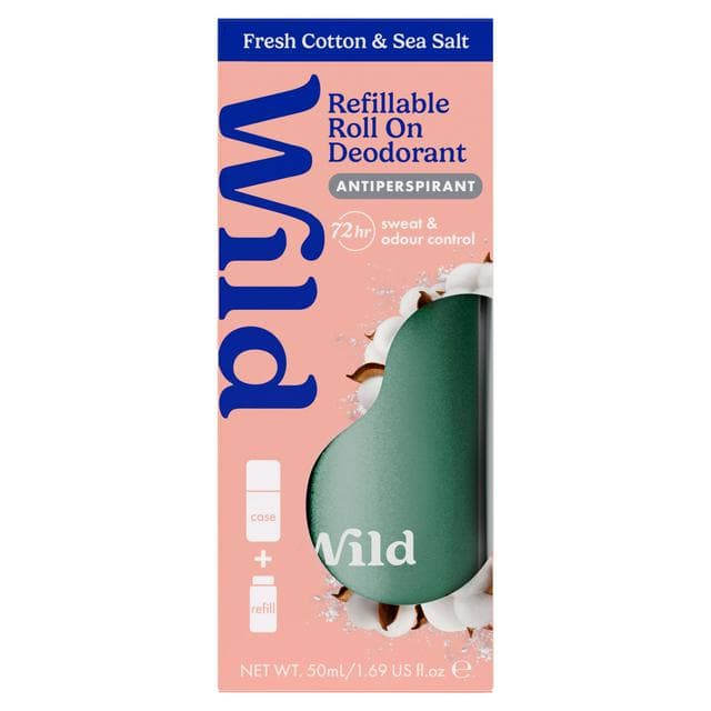 Wild 50ml Fresh Cotton & Sea Salt Refillable Roll on Antiperspirant Deodorant - gallery image 1