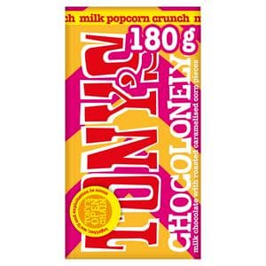 Tony's Chocolonely 180g Milk Chocolate with Roasted Caramelised Corn Pieces Chocolate Bar