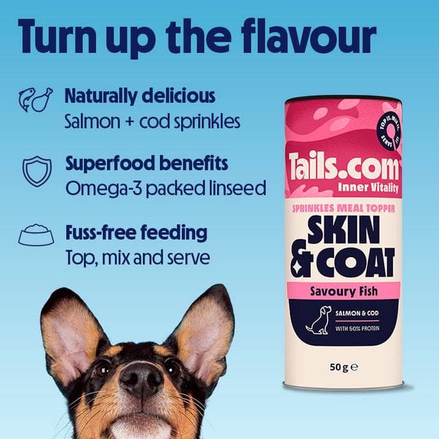 Tails.com Inner Vitality 50g Savoury Fish Skin Coat Sprinkles Meal Topper - gallery image 2