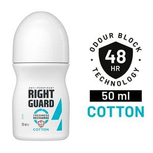 Right Guard Women 50ml 48h Cotton Antiperspirant Roll on Deodorant