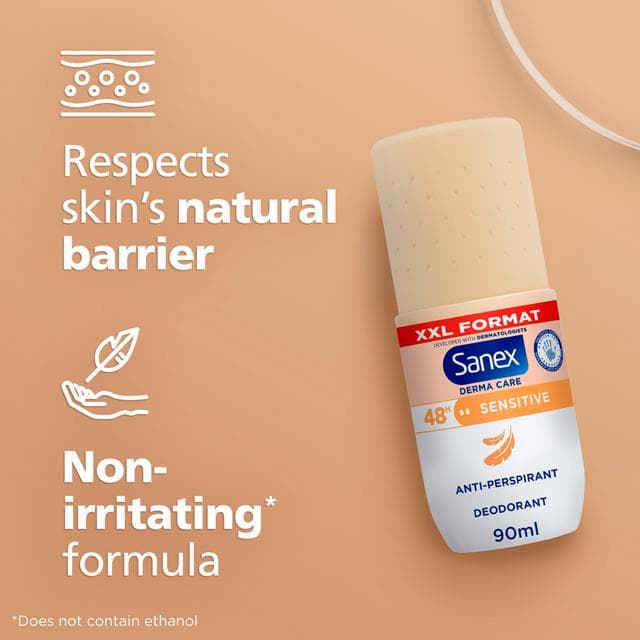Sanex Derma Care 90ml Sensitive 48h Antiperspirant Roll on Deodorant - gallery image 3