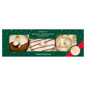 Sainsbury's 3 x Doggy Doughnut Biscuits Baked Dog Treats